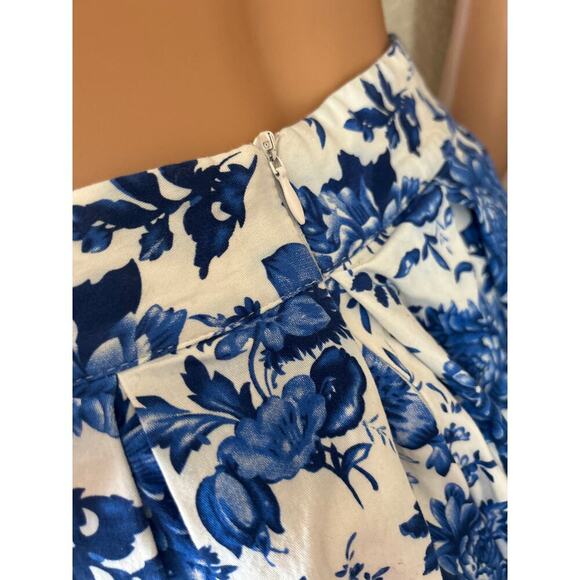White Blue Harajuku Floral Skirts Women's Punk Cotton Vintage Pleated Skirt SZ S - Picture 10 of 10